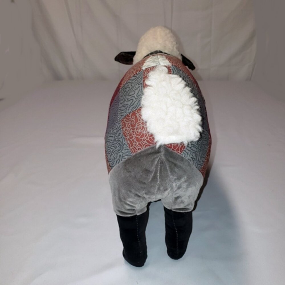 Handcrafted Standing Sheep - Primitive Folk Art Quilt Patchwork 16” Vintage - Picture 5 of 6